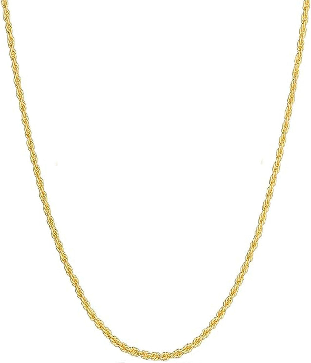 14k Yellow Gold Solid Rope Chain Necklace for Women and Men Jewelry with Lobs...