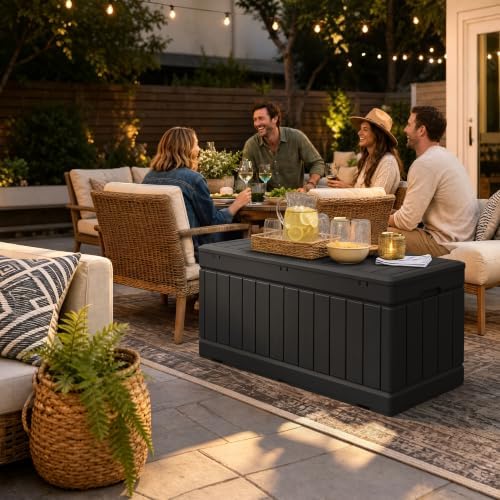 Devoko 78 Gallon Deck Box, Waterproof Resin Outdoor Storage Box