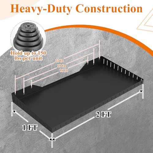12 x 24 Inch Garage Wall Shelves, Heavy Duty Wall Mounted Storage Shelving