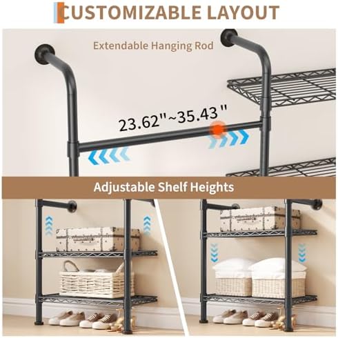 L3 Wall Mounted Pipe Closet System, Matte Black