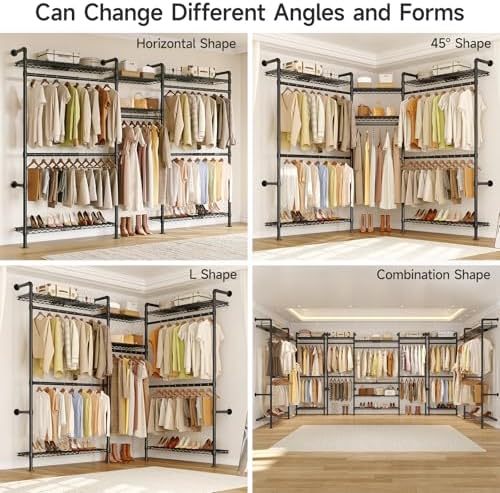 ONBRILL H3 Plus Expandable Wall Mounted Closet System Clothes Rack Black