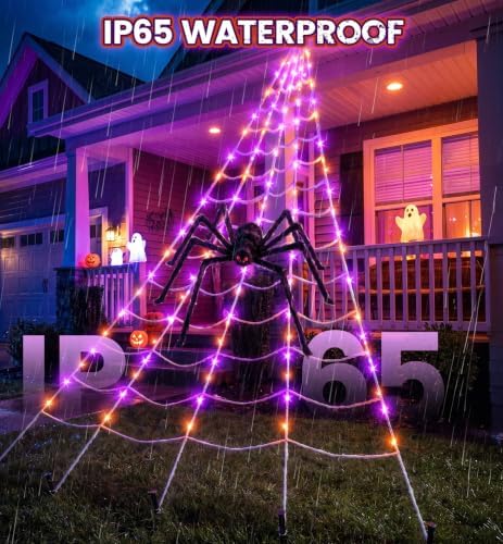 Upgrade Halloween Spider Web Decorations Outdoor + 59" Giant Spider Dรฉcor