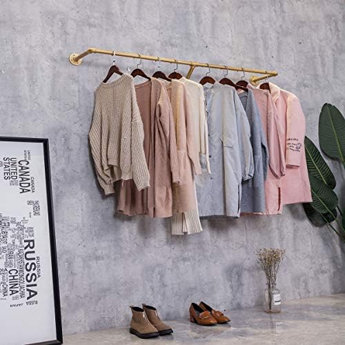 Industrial Pipe Wall Mounted Clothes Hanging Shelves System,Metal Clothing To...