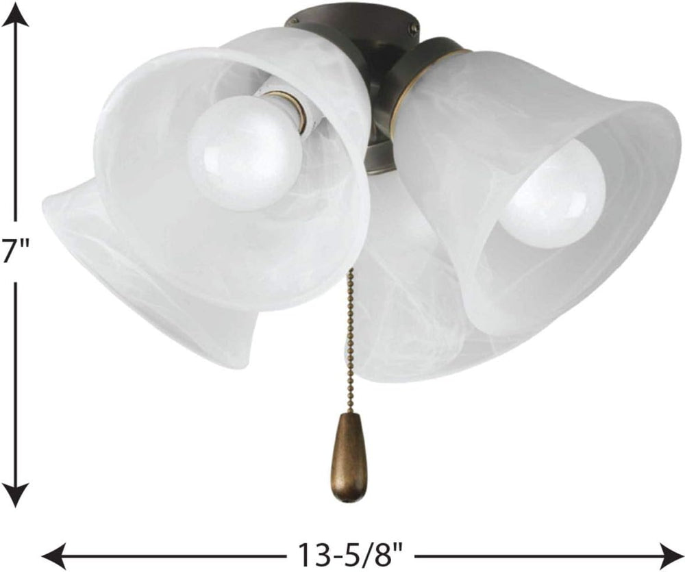 Progress Lighting AirPro 4-Light Ceiling Fan Light Kit, Antique Bronze