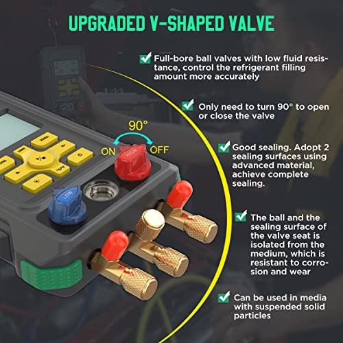 HVAC Digital Manifold Gauge Set for 92 Refrigerant Digital HVAC Gauges Pressu...
