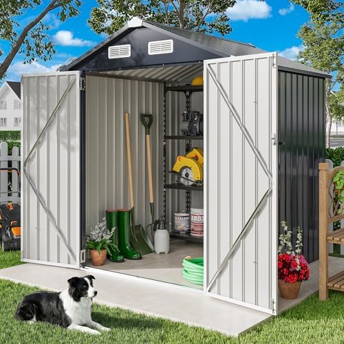 IRONCK 5.7x5.7FT Outdoor Storage Shed, Tool Shed, Dark Blue