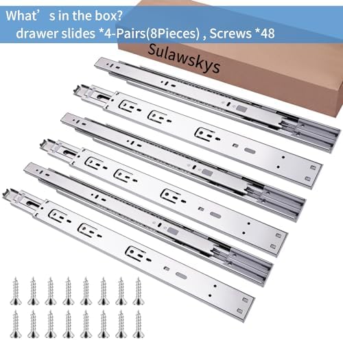 18 inch Drawer Slides 4 Pairs (8pcs) Soft Self Close Full Extension Ball Bear...