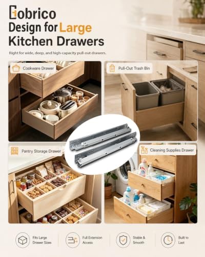 Gobrico Undermount Drawer Slides Bottom Mount Soft Close Drawer Slides 18 inc...