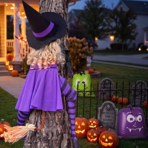 63" Purple Witch Crashing into Tree Halloween Decorations