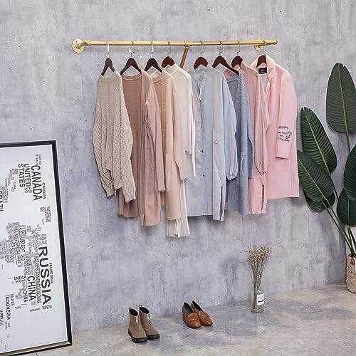 Industrial Pipe Wall Mounted Clothes Hanging Shelves System,Metal Clothing To...