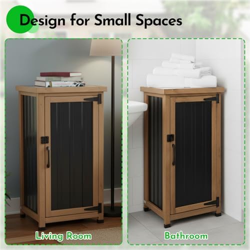 Small Outdoor Storage Cabinet Weatherproof, Wood Garden Potting Bench Table w...