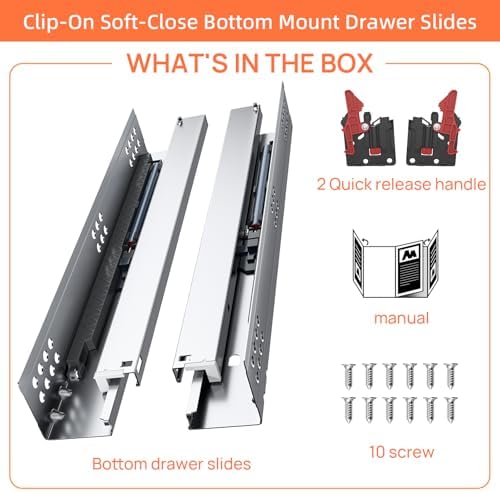 22 Inch Soft Close Undermount Drawer Slides for Frameless Cabinets
