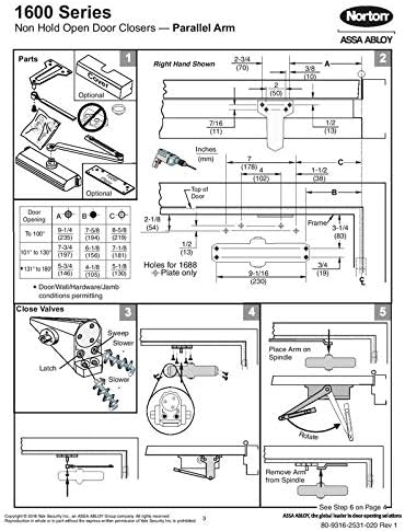 Norton 1604BC Series Door Closer, Tri-Styleยฎ (Regular, top jamb, or Parallel ...