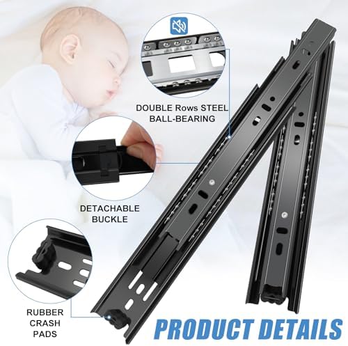 Sulawskys 10 Inch Drawer Slides, 6 Pairs (12 Pcs) Full Extension Ball Bearing...