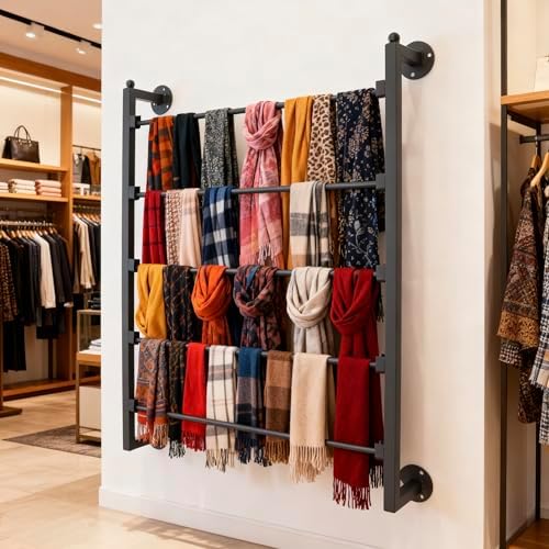 5 Layer Wall Scarf Display Tie Rack Ribbon Organizer Wrapping Paper Holder