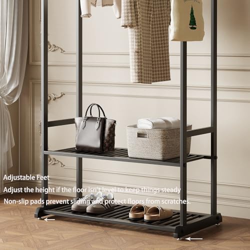Black Clothing Rack for Hanging Clothes,Sturdy metal clothes rack,Modern Garm...