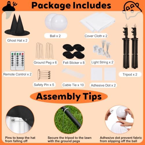 2 Packs 59โ Halloween Decorations Outdoor, Spooky Light Up Ghost Indoor Decor...