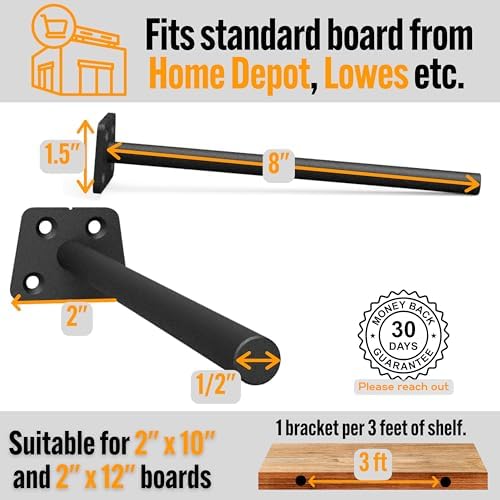 EVALD 8 Inch Floating Shelf Brackets, Hidden Shelf Brackets for Floating Shel...
