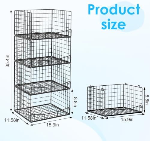 Hongtamoya 4-Tier Closet Organizers and Storage Basket, Wider Foldable Closet...