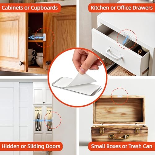 Jiayi No Drill Cabinet Door Magnets, 50 Pack Magnetic Drawer Closure with Ult...