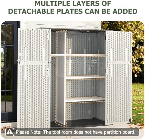 Aoxun 61 Cu.Ft Outdoor Storage Shed, Widened Outdoor Storage Cabinet Waterpro...