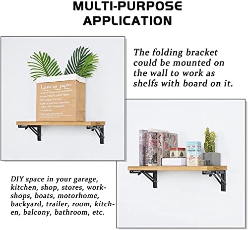 Folding Shelf Brackets - 18 inch 4 Pcs Heavy Duty Collapsible Shelf Bracket, ...