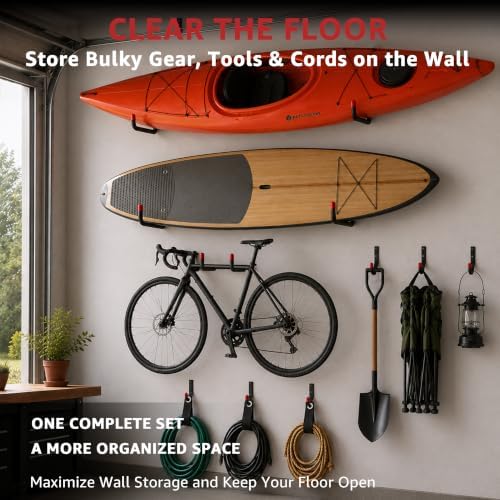 18-Piece Heavy Duty Garage Storage Hooks - 6x15โ Jumbo Garage Hooks with EVA ...