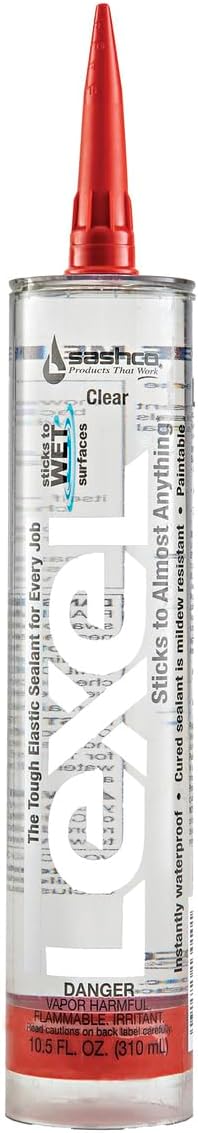 Sashco 13010 10.5oz Sealants Clear Lexel Adhesive Caulk, 10.5-Ounce (Pack of 12)
