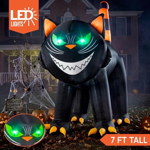 Joiedomi 7 ft Halloween Inflatables Outdoor Decoration, Blow Up Black Cat Inf...