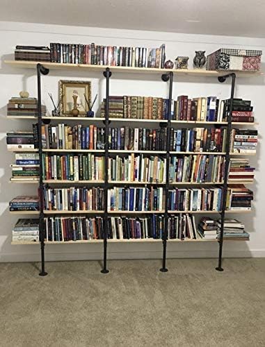 Industrial Retro Wall Mount iron Pipe Shelf,DIY Open Bookshelf,Hung Bracket,H...