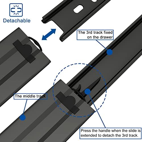 VADANIA #A45 16" Chrome Drawer Slide, 3 Folds Full Extension