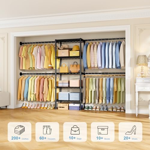 Ulif M2 Wall Mounted Closet System, Black Clothes Rack Mount onto the Wall