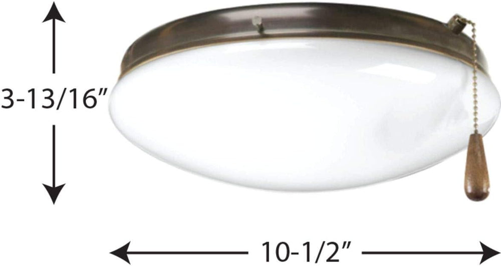Progress Lighting AirPro 10.5" Ceiling Fan Light Kit, Antique Bronze