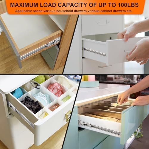 16 inch Drawer Slides 6 Pairs (12pcs) Soft Self Close 3 fold Full Extension B...