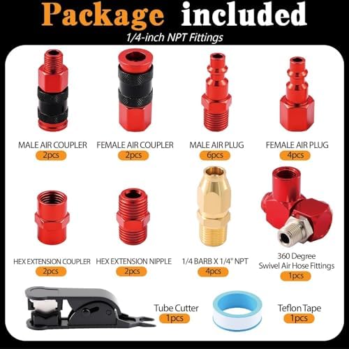 25 PCS 1/4" NPT Universal Air Coupler & Plug Kit Aluminium Alloy
