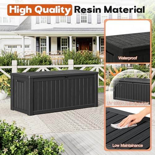 Outdoor Storage Box, Resin Deck Boxes Indoor and outdoor, Waterproof Storage ...