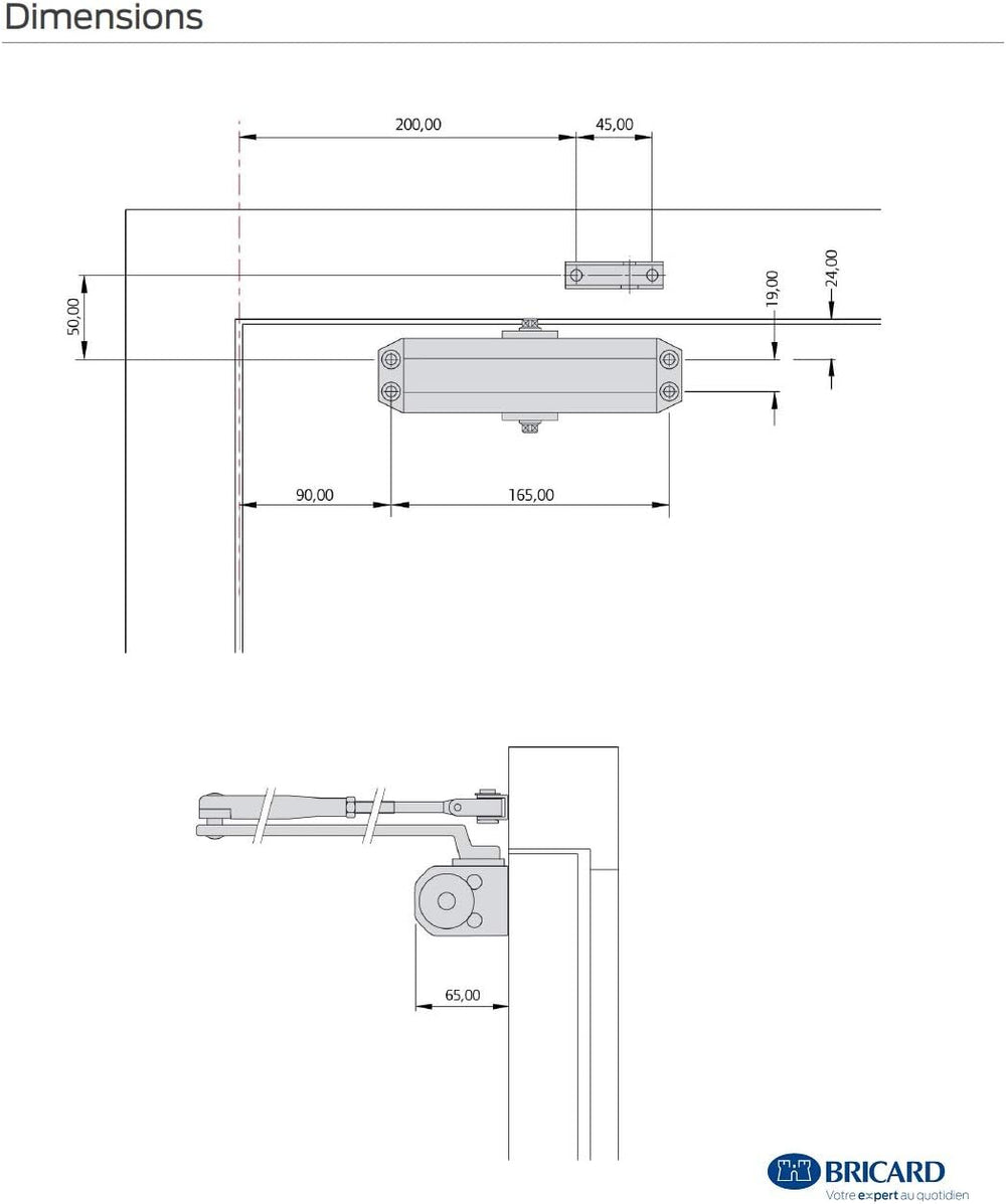 6100107 Door Closer with Compass Arm Force 2 to 4 (up to 80 kg), Sprocket Gea...