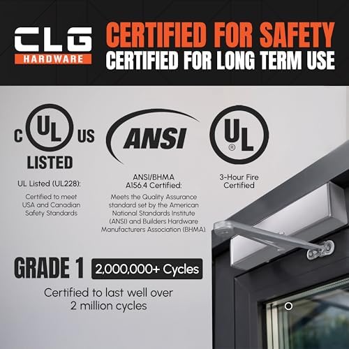 CLG HARDWARE Extra Heavy Duty Commercial Door Closer, Closing Delay Timer