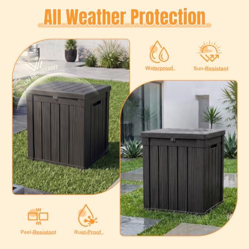 Outdoor Storage Box,70 Gallon Waterproof Resin Patio Deck Box