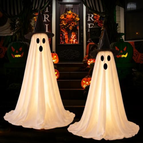 2 Packs 59โ Halloween Decorations Outdoor, Spooky Light Up Ghost Indoor Decor...