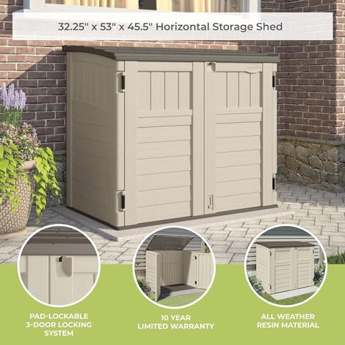 Suncast 34 Cu Ft Capacity Horizontal Outdoor Storage Shed