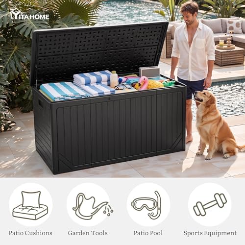 YITAHOME 300 Gallon Extra Large Double-Wall Outdoor Storage Box, Waterproof