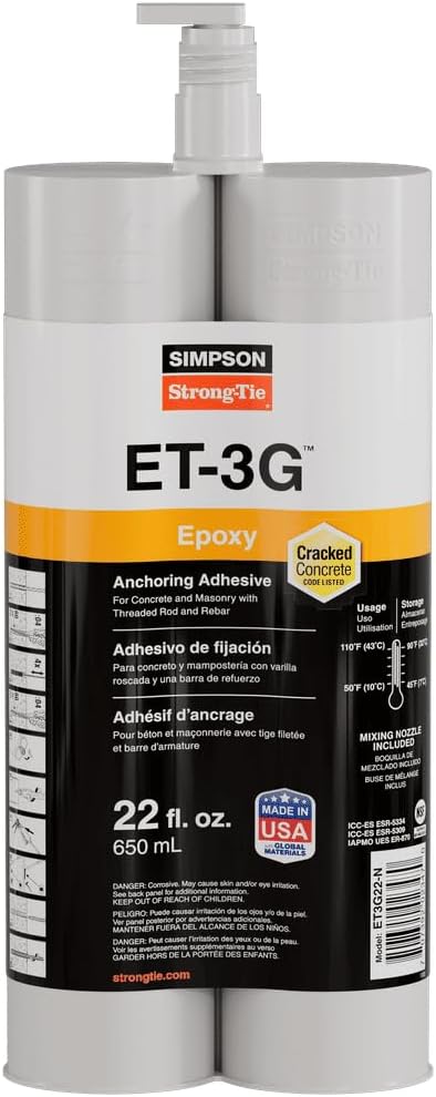 Simpson Strong-Tie ET3G22-N ET-3G 22 oz. Epoxy Adhesive Cartridge w/Nozzle an...