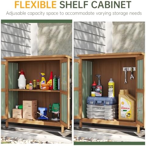 Aoxun Outdoor Storage Cabinet Shed - Wood & Metal Vertical Cabinet