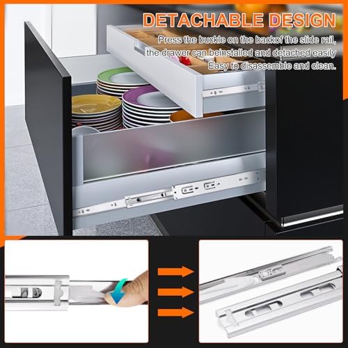 10 inch Drawer Slides 6 Pairs (12pcs) Soft Self Close 3 fold Full Extension B...