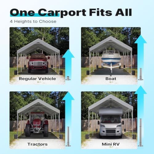 ADVANCE OUTDOOR 12x20 ft Heavy Duty Carport Potable Car Canopy Garage Party T...