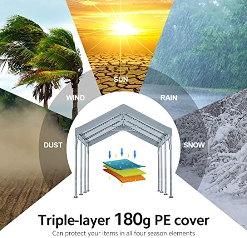 ADVANCE OUTDOOR 12x20 ft Heavy Duty Carport Potable Car Canopy Garage Party T...