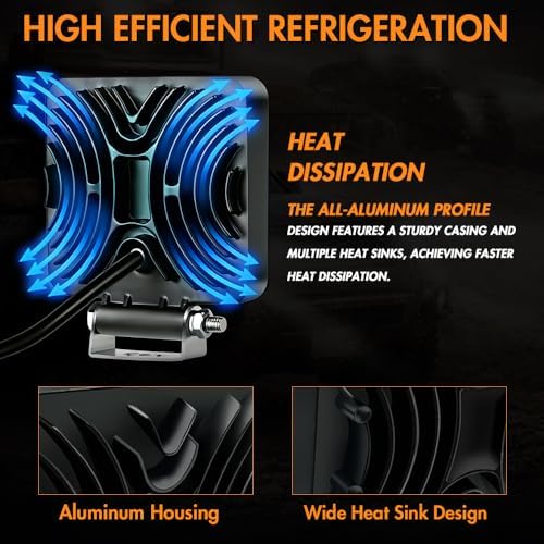 LED Off Road Lights, 4 Inch 123W LED Work Lights Pods, 12V 24V Offroad Drivin...