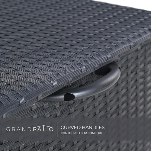 Grand patio 108 Gallon Deck Storage Box Indoor Outdoor Wicker Bin for Patio F...