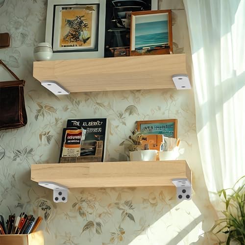 Eurydice Heavy Duty Floating Shelf Brackets, 1/4 in Thick 6 in 6Pack White